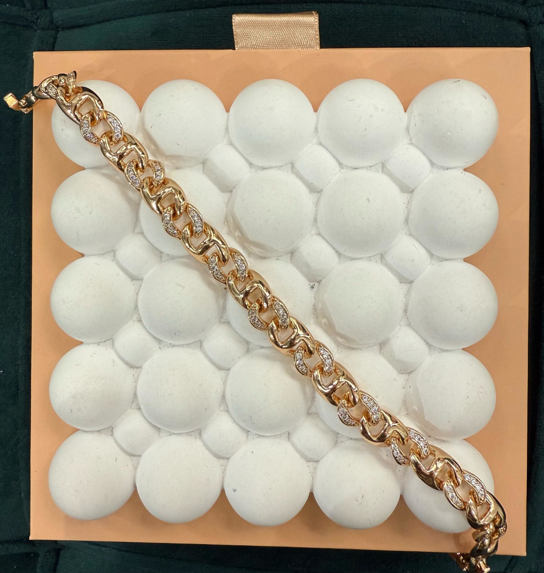 VIP Bileklik Asimetrik Halka Detaylı Taşlı Rose Renk