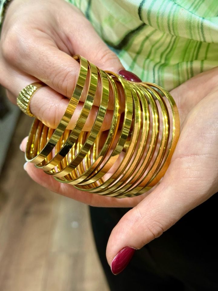Çelik Ajda Bilezik Kalın Model 60 mm Gold Renk