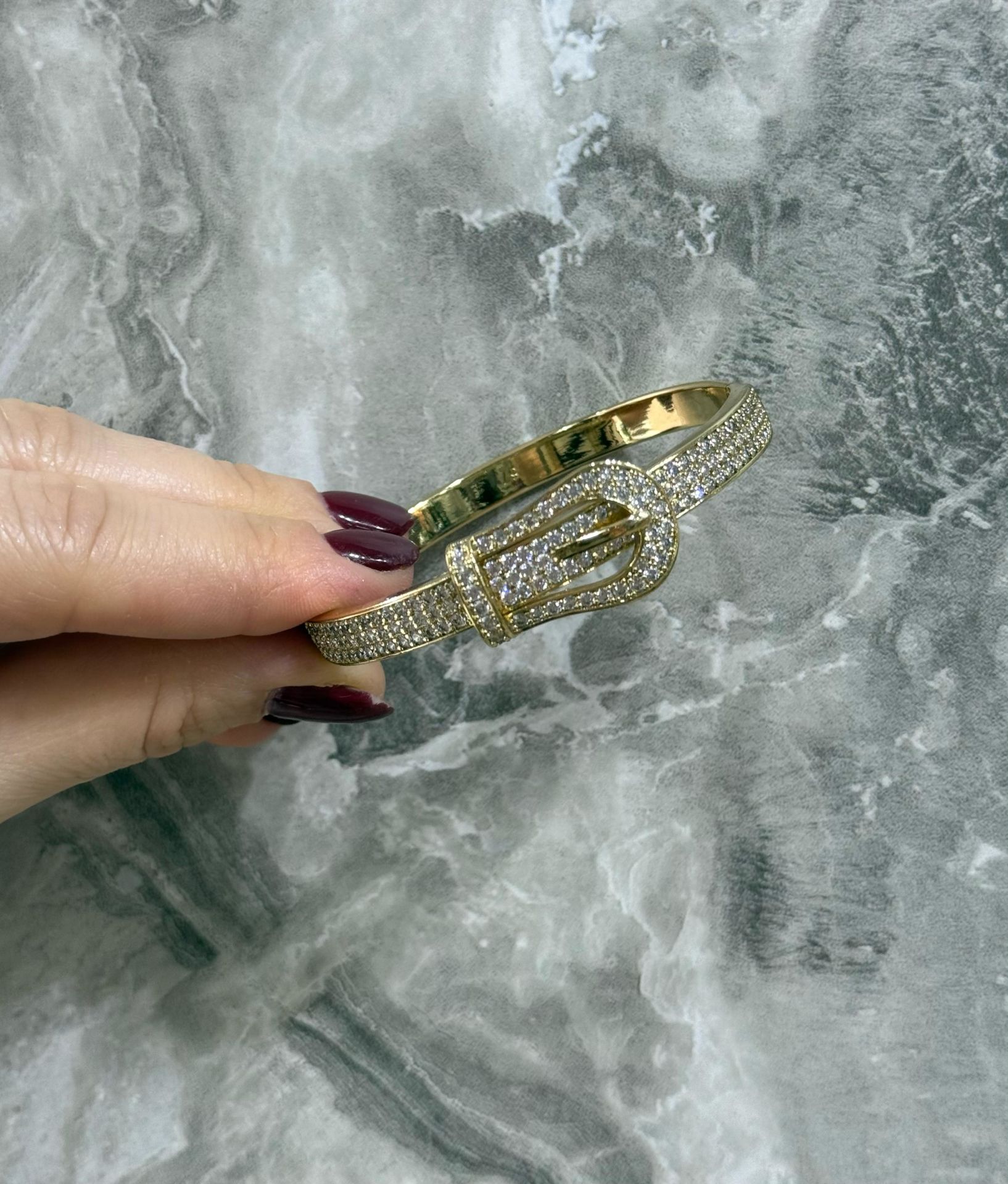 14K Gold  Renk Kuyumcu Model Kemer Motif Kelepçe  60 MM