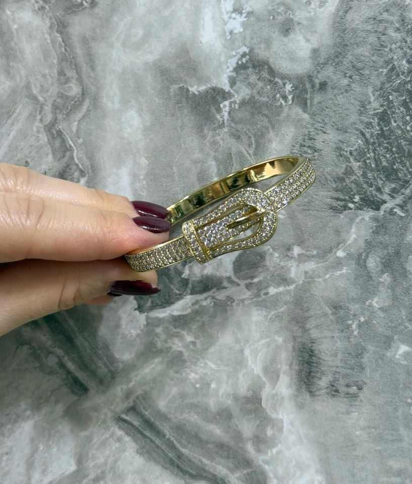 14K Gold  Renk Kuyumcu Model Kemer Motif Kelepçe  60 MM