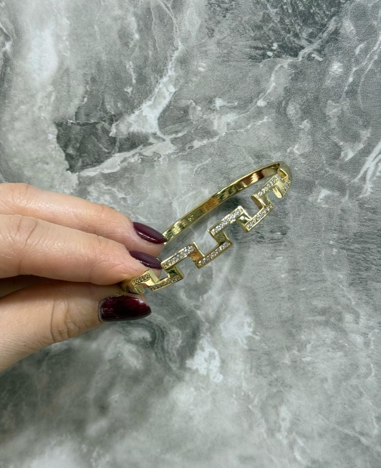 14K Gold  Renk Kuyumcu Model zig-zag kelepçe  60 MM