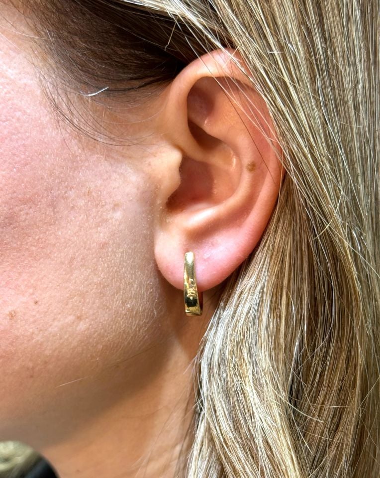 Özel Seri VIP Küpe Oval Taşlı  Model 14K  Gold Renk Kuyum Model