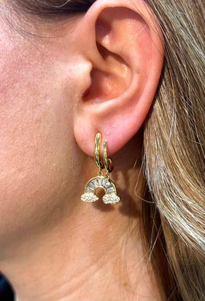 Özel Seri VIP Küpe Gökkuşağı Modell 14K  Gold Renk