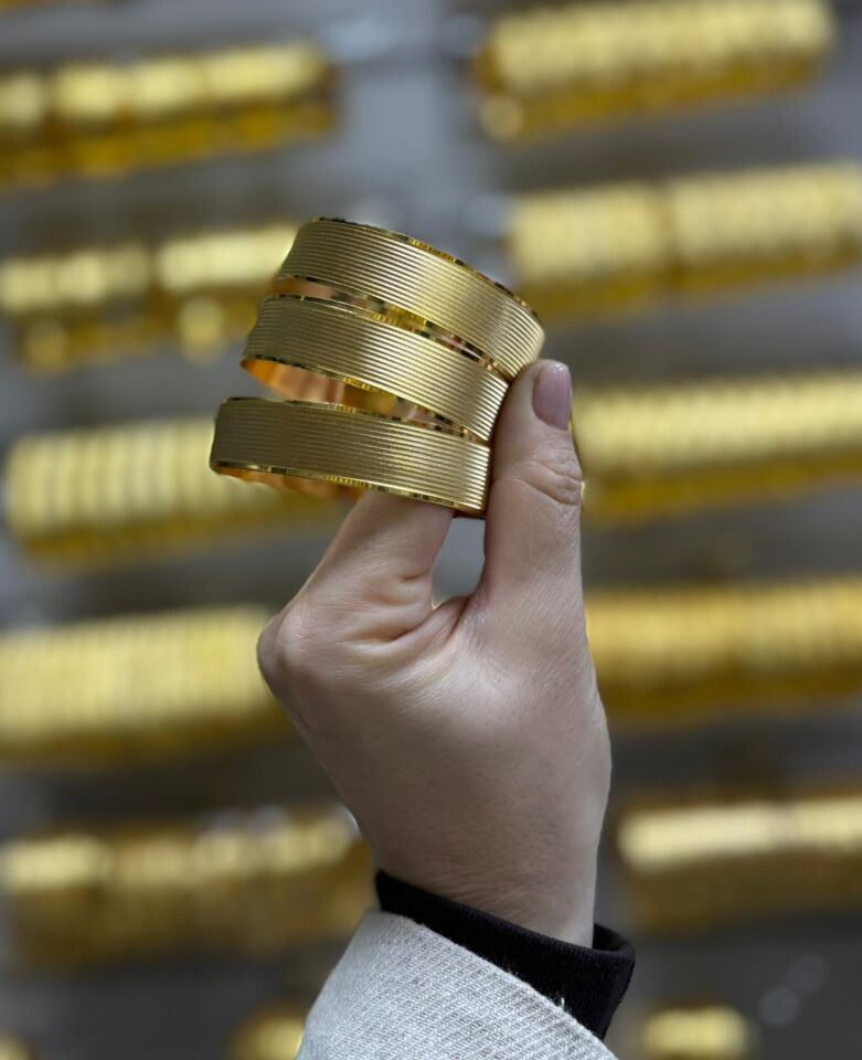 22K ALTIN KAPLAMA TRABZON HASIR BİLEZİK 1,5 CM (DAR ÇİZGİLİ)