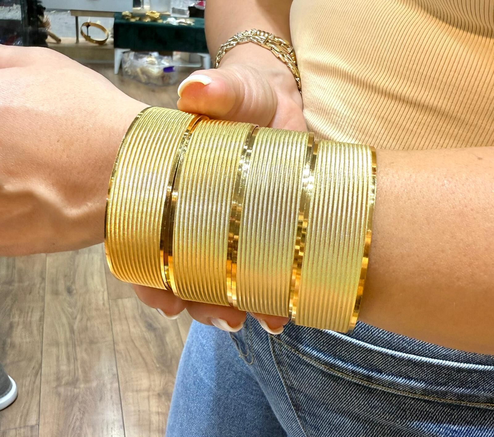 22K ALTIN KAPLAMA TRABZON HASIR BİLEZİK 2 CM