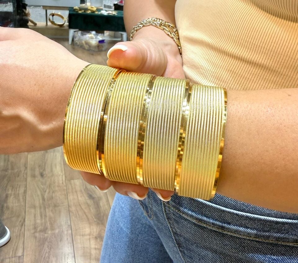 22K ALTIN KAPLAMA TRABZON HASIR BİLEZİK 2 CM