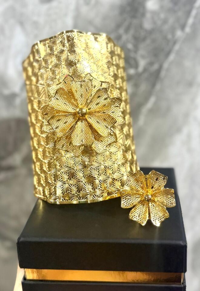 22K ALTIN KAPLAMA TÜL KELEPÇE 11 CM