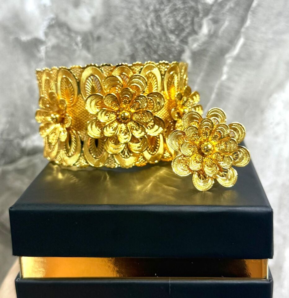 22K ALTIN KAPLAMA TÜL KELEPÇE 5 CM