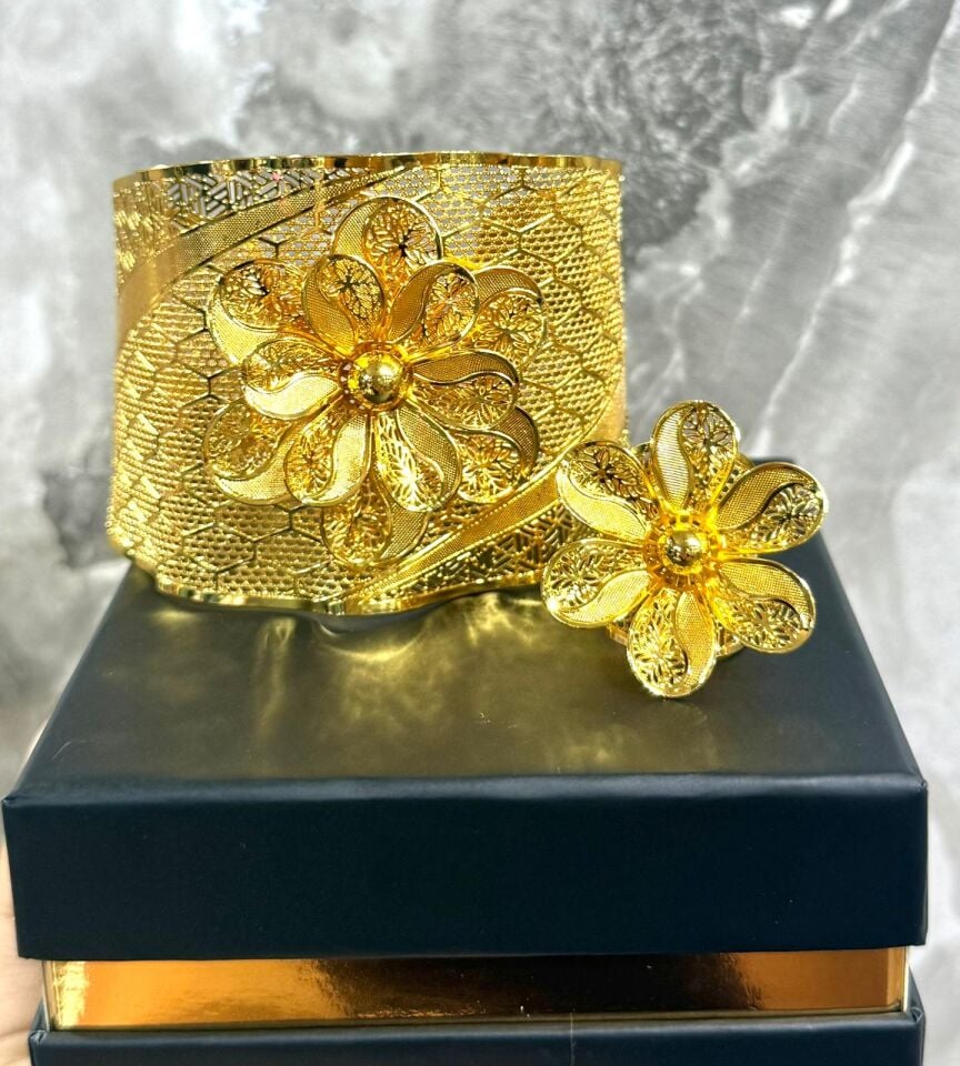 22K ALTIN KAPLAMA TÜL KELEPÇE 5 CM