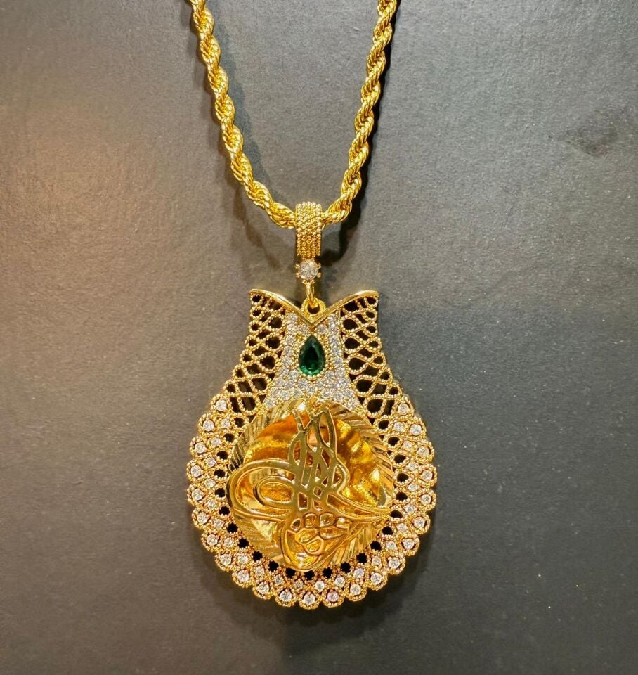 22K ALTIN KAPLAMA  TUĞRA MODEL KOLYE