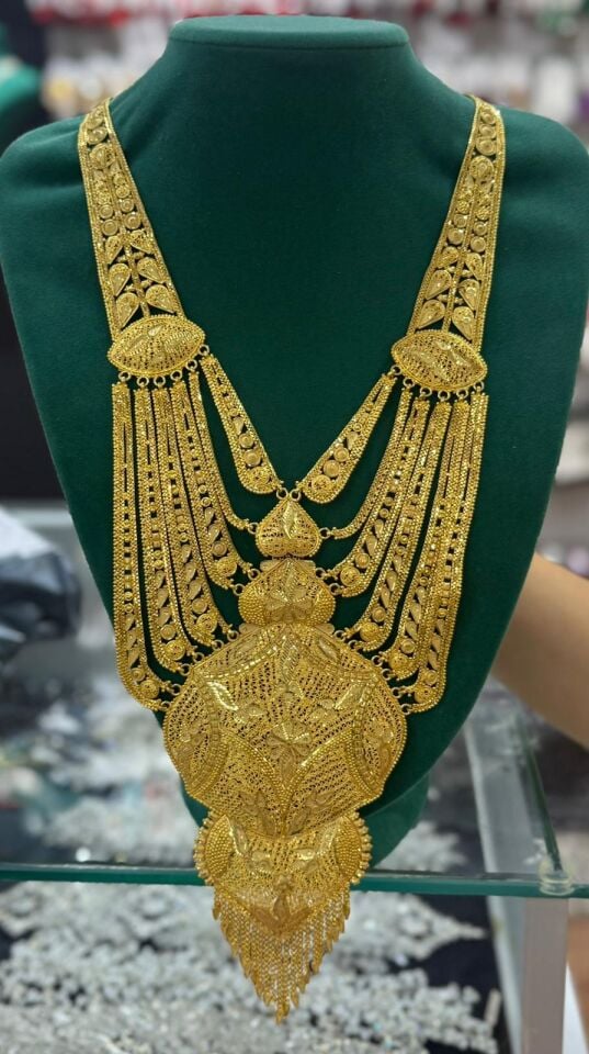 22K ALTIN KAPLAMA HİNT MODEL KOLYE KÜPE SET