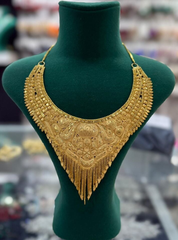 22K ALTIN KAPLAMA HİNT MODEL KOLYE KÜPE SET