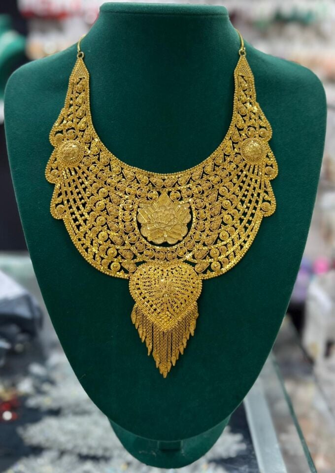 22K ALTIN KAPLAMA HİNT MODEL KOLYE KÜPE SET