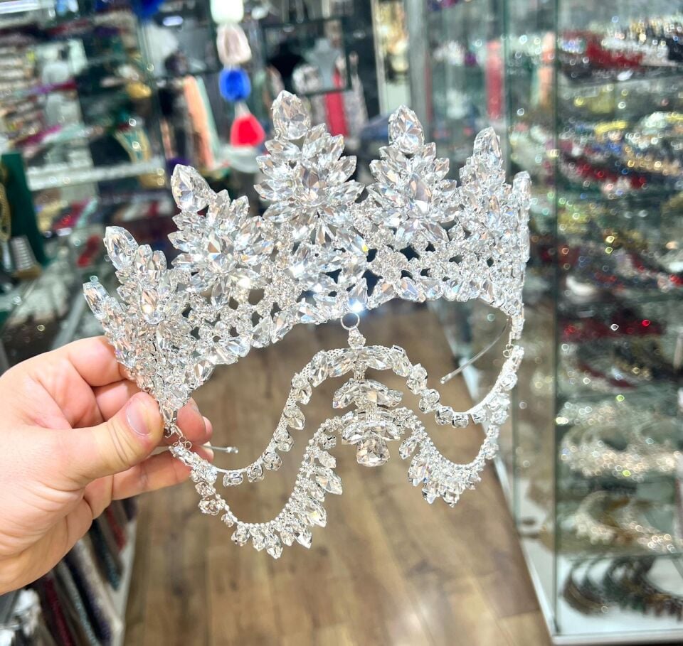 Gelin Tacı Alınlıklı Model Gümüş Renk