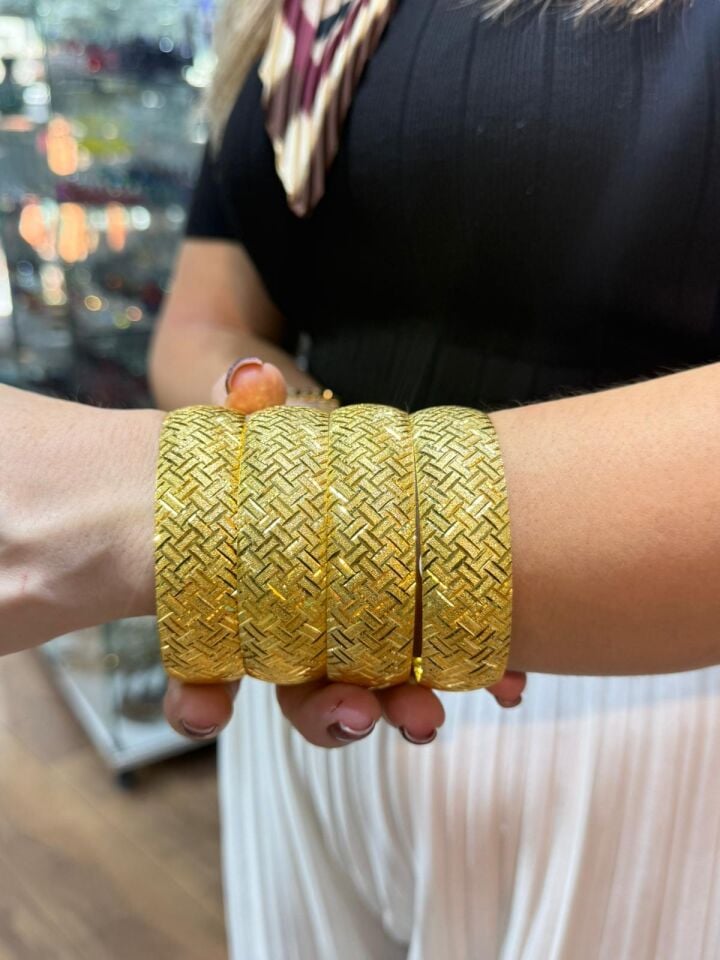 22K ALTIN KAPLAMA SİMLİ AYNALI MODEL BİLEZİK 2 CM