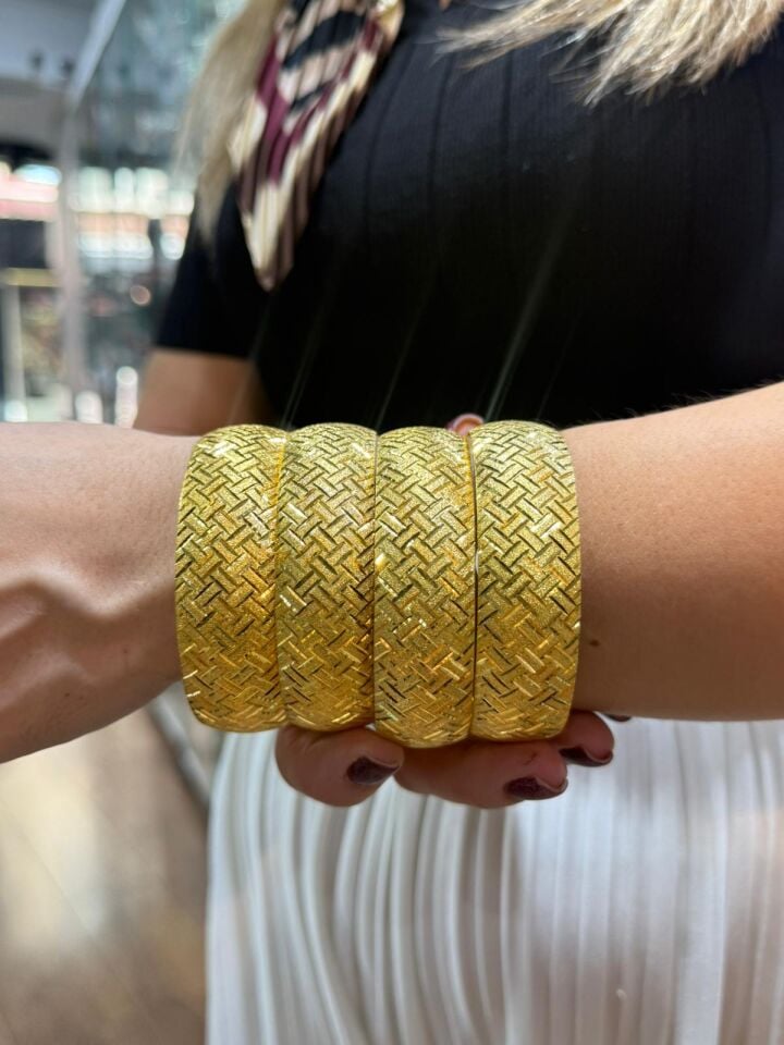 22K ALTIN KAPLAMA SİMLİ AYNALI MODEL BİLEZİK 2 CM