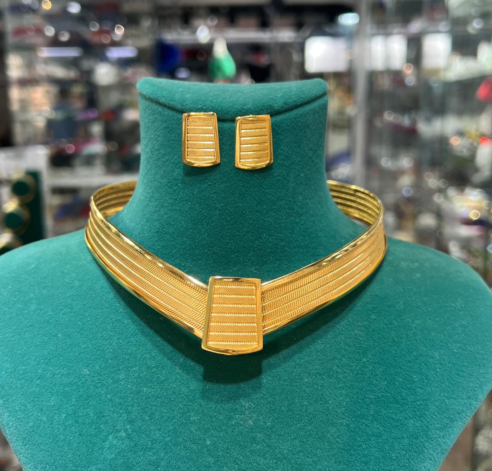 22K ALTIN KAPLAMA TRABZON HASIR KOLYE ve KÜPE