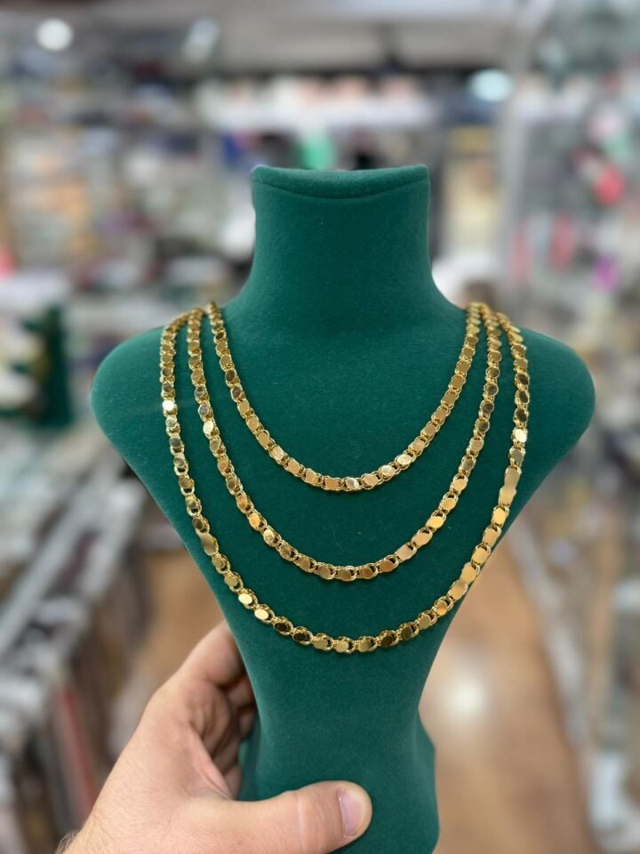 22K ALTIN KAPLAMA  ARPA MODEL HALEP ZİNCİRİ 60 cm -70 cm - 80 cm - 1 mt