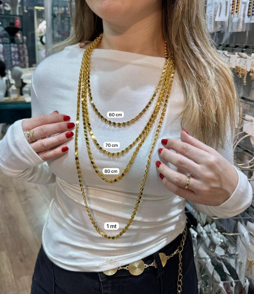 22K ALTIN KAPLAMA  ARPA MODEL HALEP ZİNCİRİ 60 cm -70 cm - 80 cm - 1 mt- 2 mt