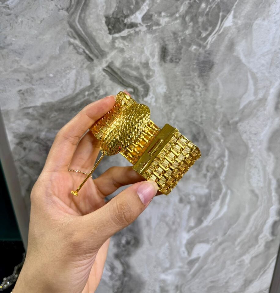 22K ALTIN KAPLAMA MARAŞ HASIR KELEPÇE  4 CM