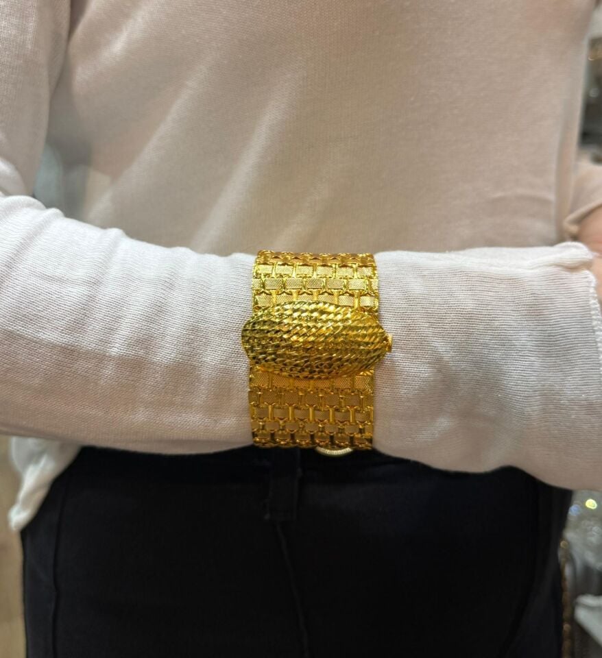 22K ALTIN KAPLAMA MARAŞ HASIR KELEPÇE  4 CM