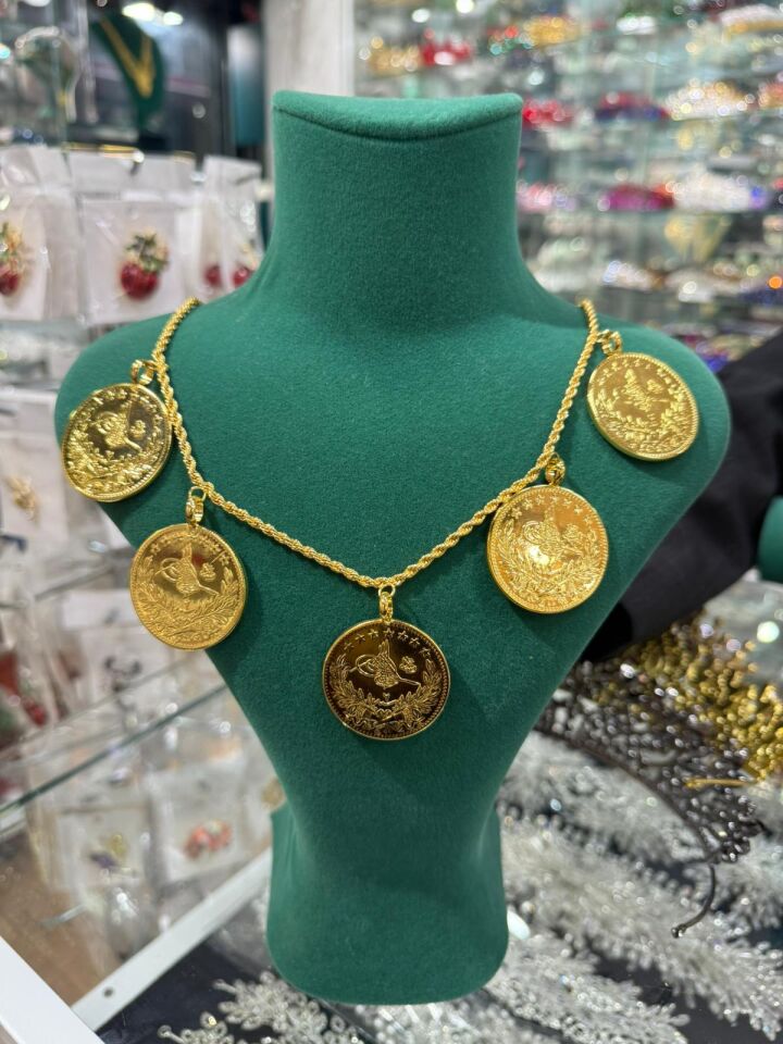 5 Beşlikli Altın Kaplama Kolye