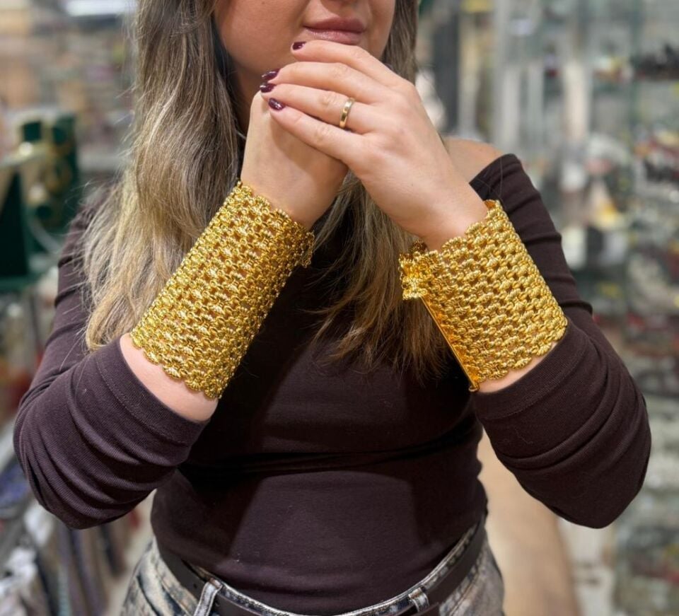 22K ALTIN KAPLAMA BURSA KIRMA KELEPÇE 8 SIRALI