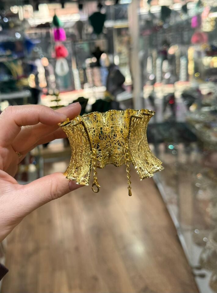 22K ALTIN KAPLAMA TÜL KELEPÇE 5 CM