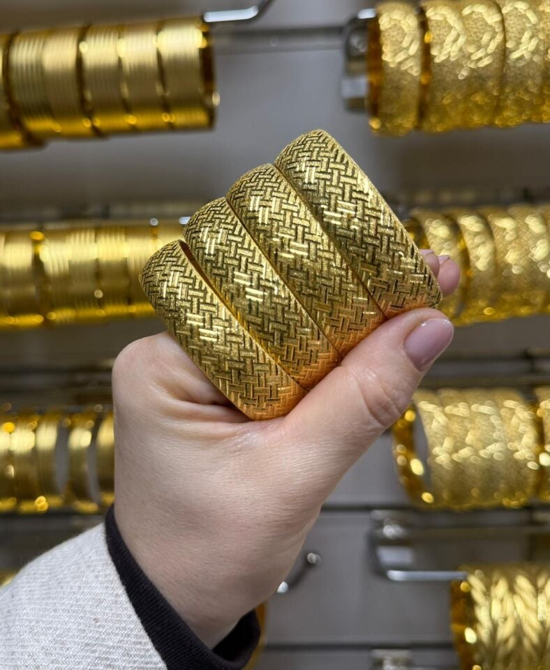 22K ALTIN KAPLAMA BAKLAVA DESEN MODEL BİLEZİK 1.5 CM