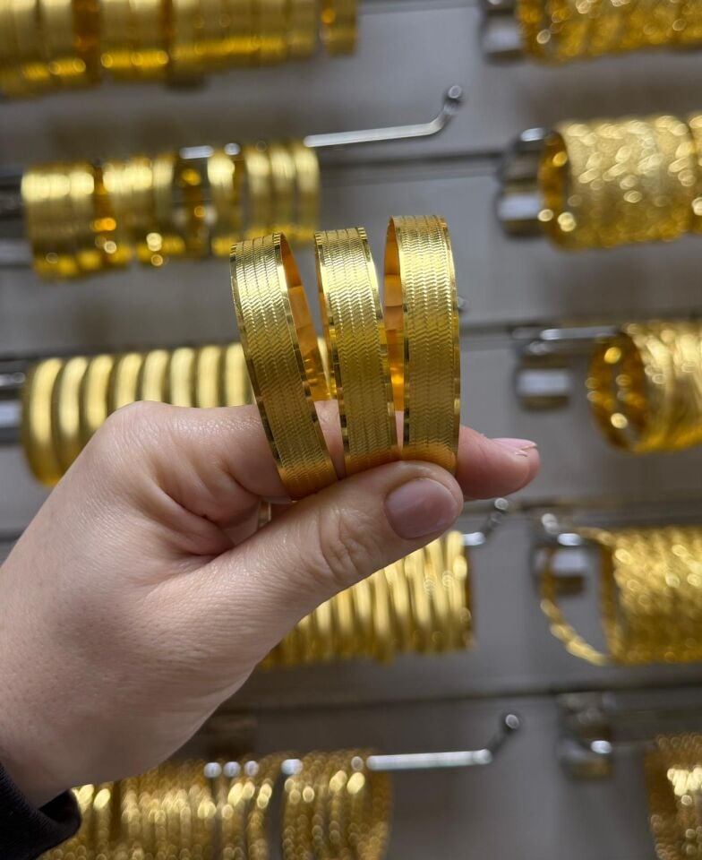 22K ALTIN KAPLAMA TRABZON HASIR BİLEZİK 1 CM (GENİŞ ÇİZGİLİ)