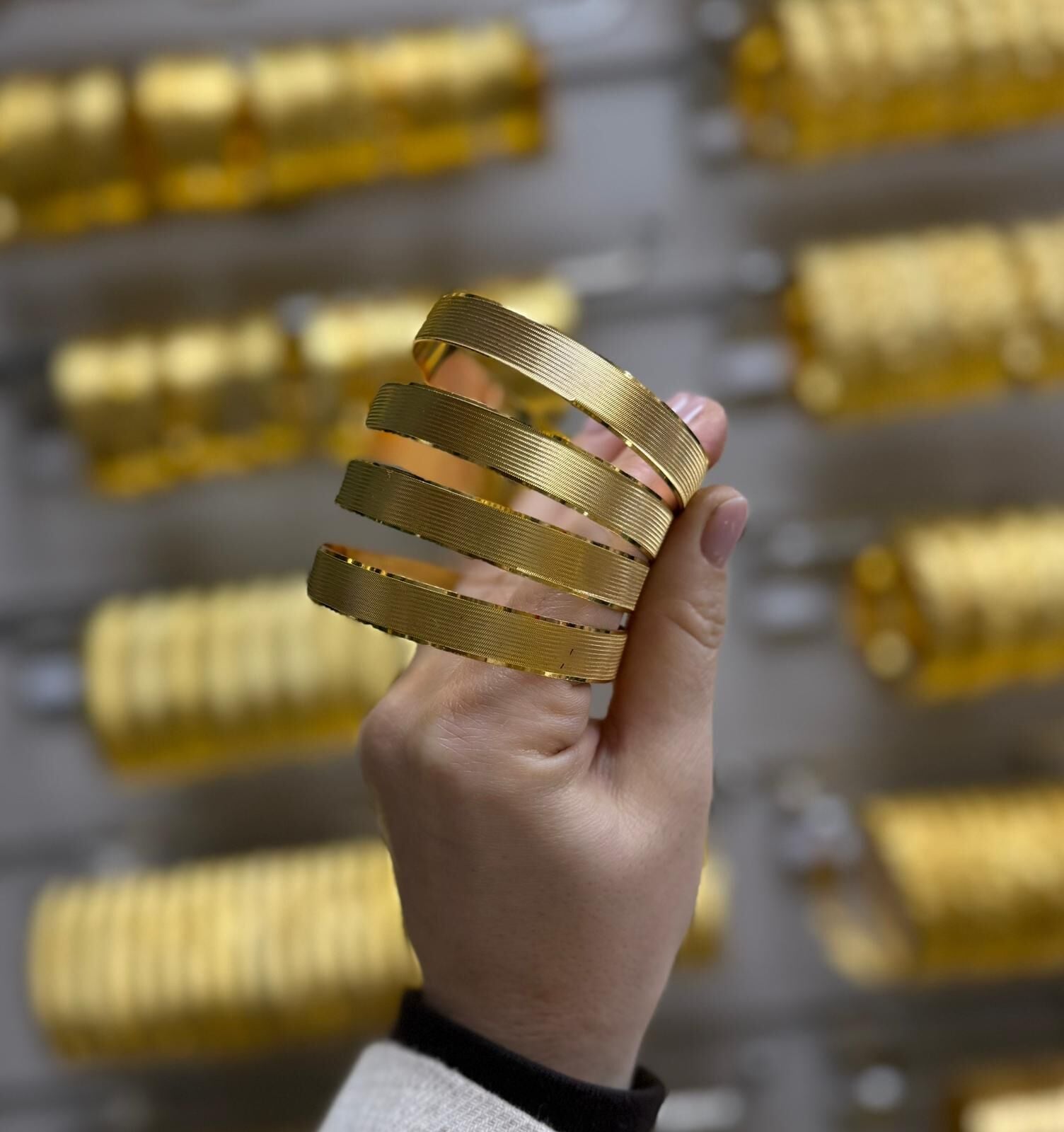 22K ALTIN KAPLAMA TRABZON HASIR BİLEZİK 1 CM (DAR ÇİZGİLİ)