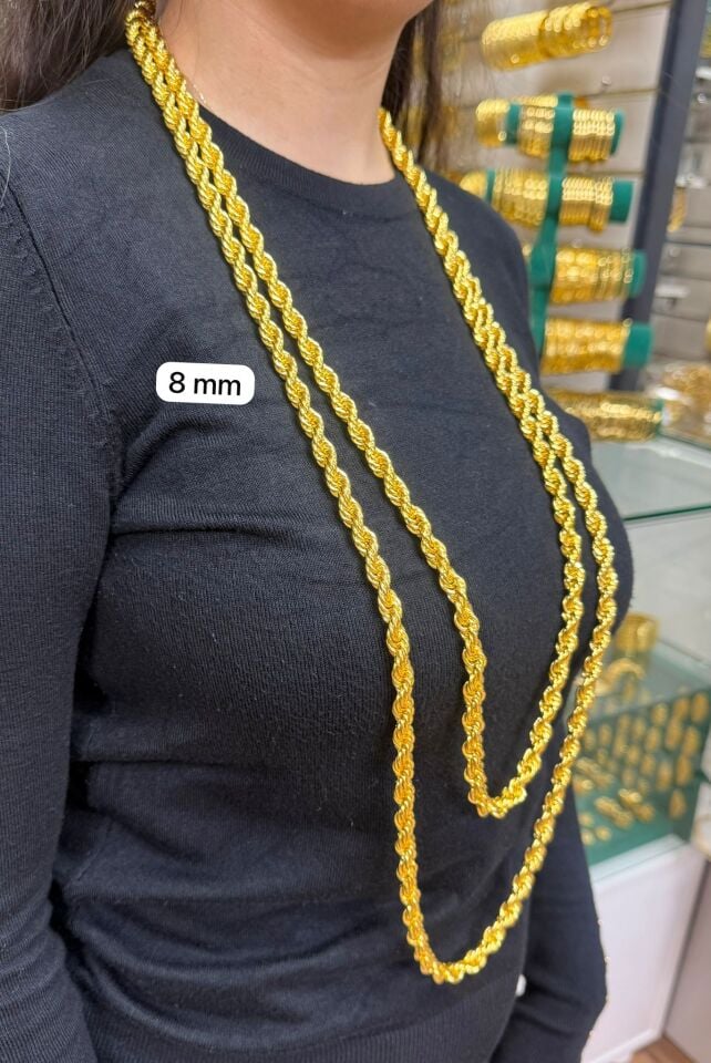22K ALTIN KAPLAMA 2 METRE KÖSTEK 8 MM