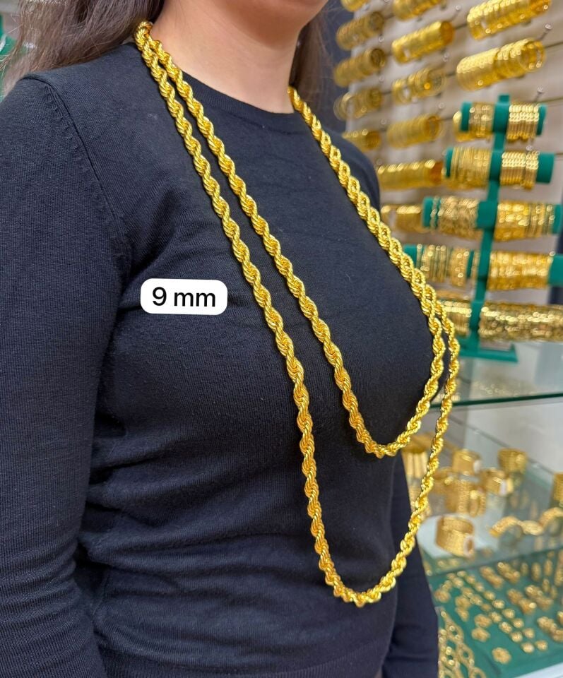 22K ALTIN KAPLAMA 2 METRE KÖSTEK 9 MM
