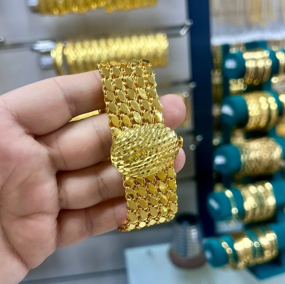 22K ALTIN KAPLAMA ARPA BİLEKLİK 5 SIRA